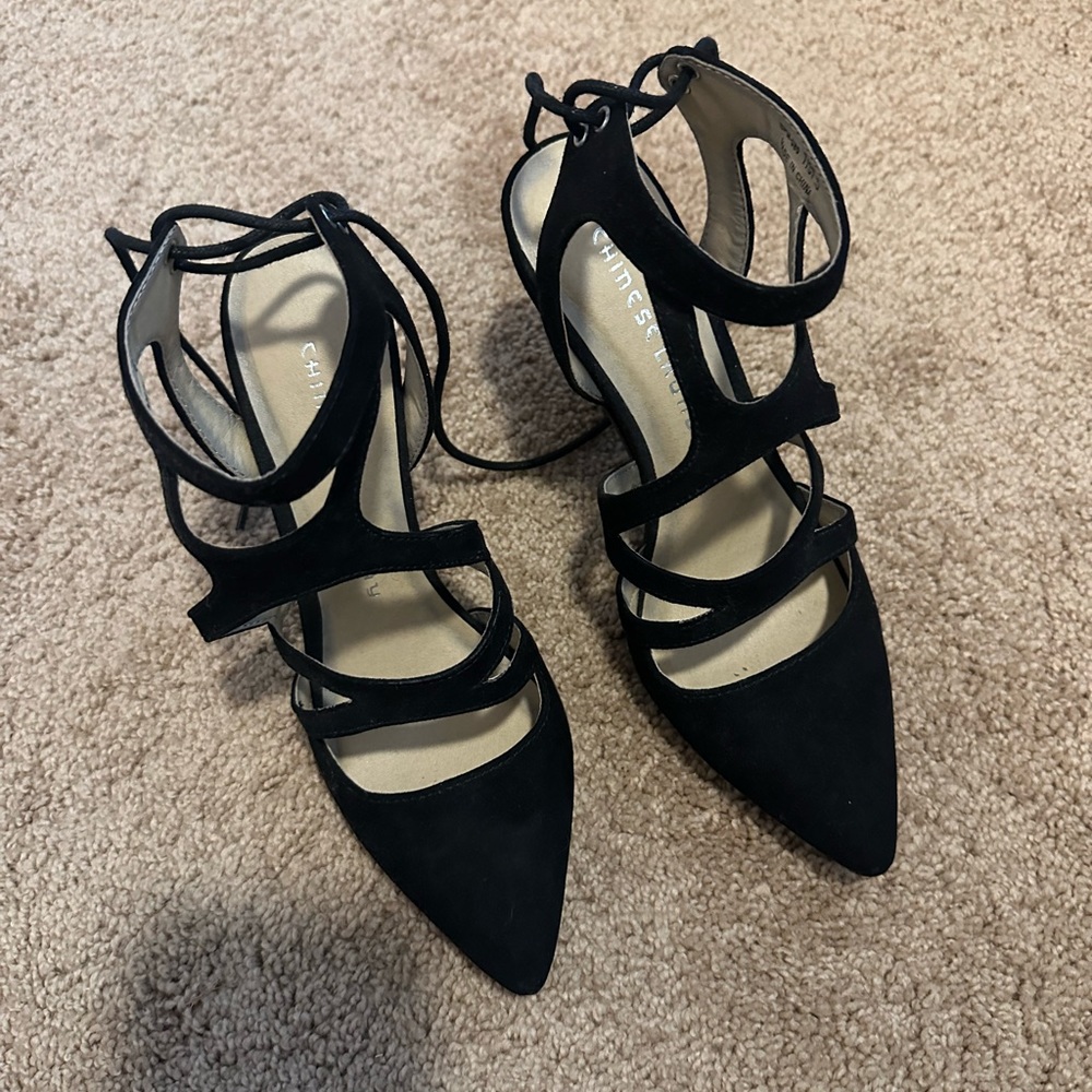 chinese laundry black strappy heels